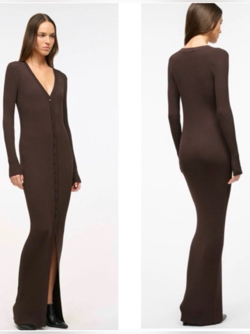 NWT STAUD Maxi Shoko Sweater Dress in Earth XS